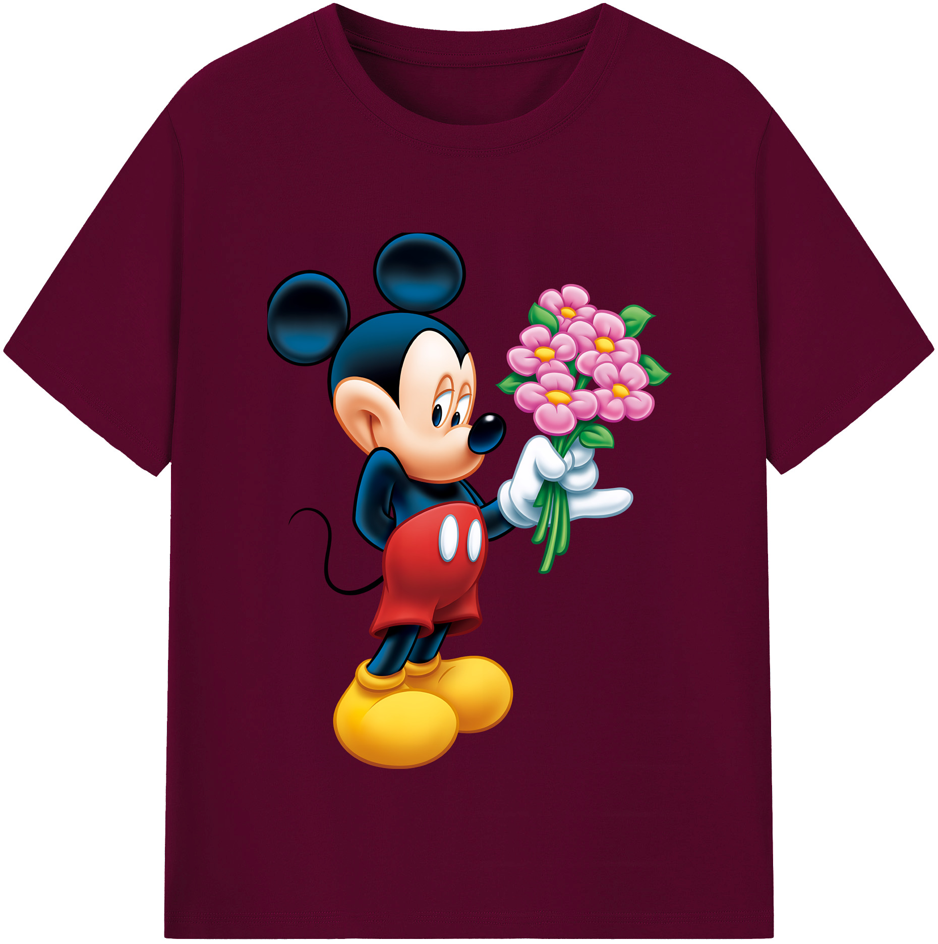 （画像用） ミッキーマウス Mickey Mouse レディースカジュアルプリントTシャツ（綿100％）